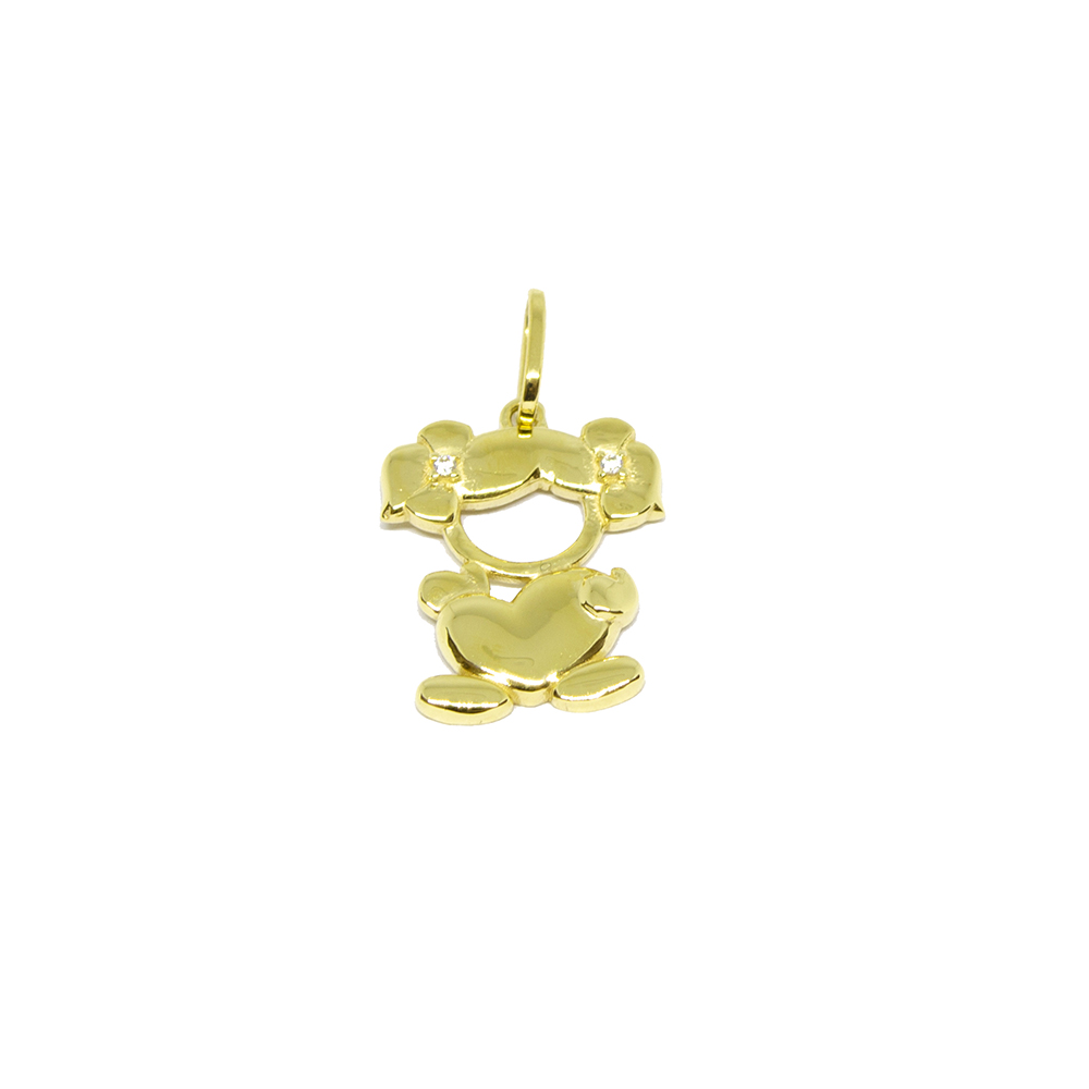 Pingente Boneca com Zirc�nia em Ouro 18 Kilates � 25311